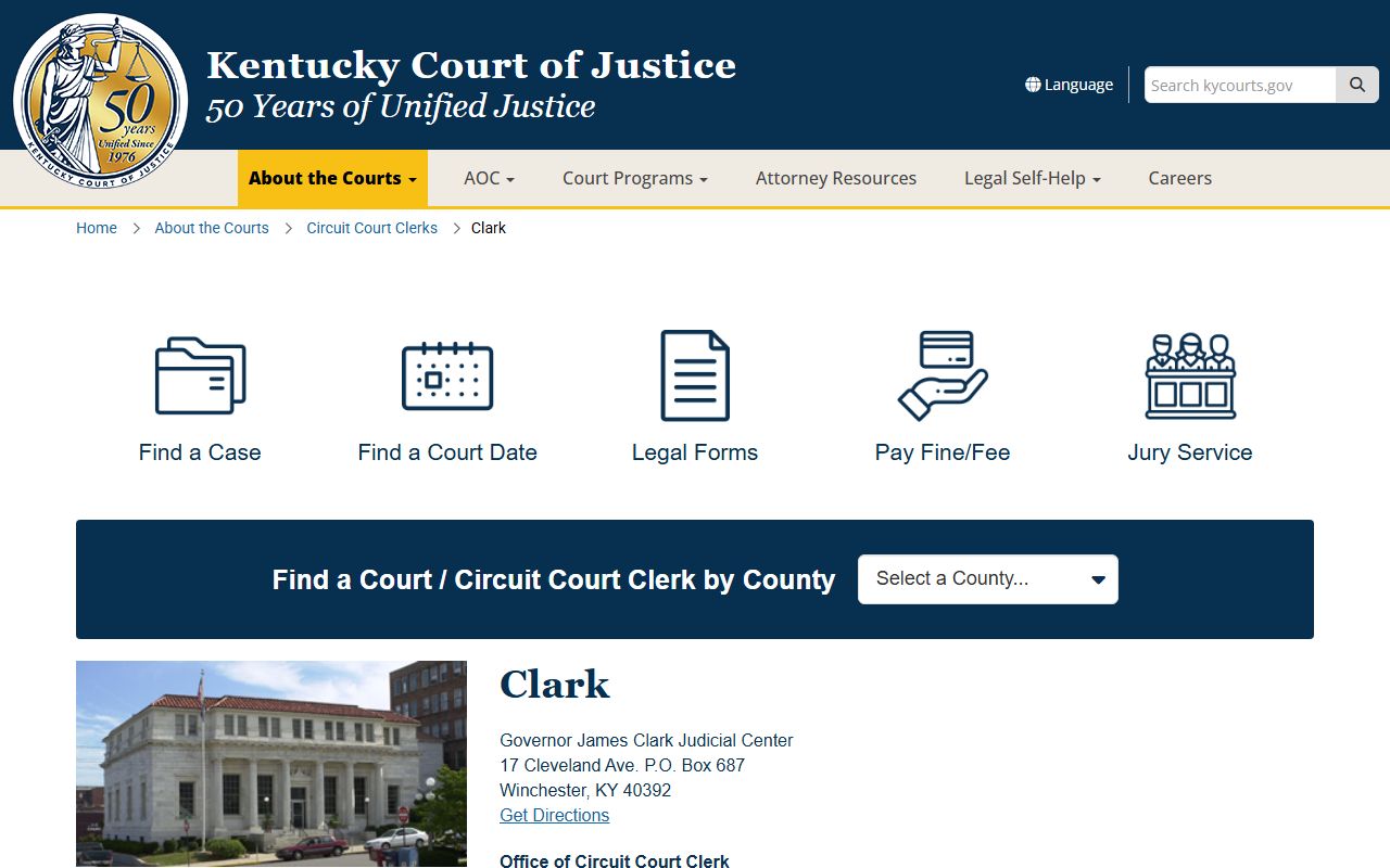 Clark County court records after jail arrest court information page